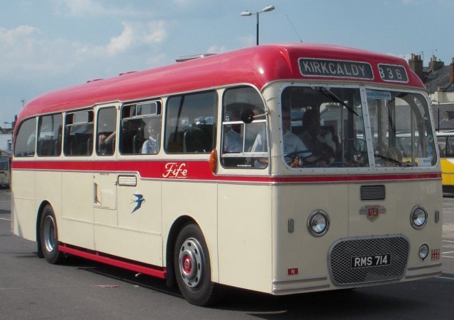 RMS 714 was one of the last vehicles outshopped from coachbuilders Alexander before the introduction of the Y type body and also one of the last coaches to be delivered to W. Alexander & Sons in 1961 in blue markings before the Scottish operator split into three smaller organisations. The PSV then passed to Fife and was quickly repainted into the firm's cream and red coach livery, spending all of its working life based at Newburgh Depot near Perth.