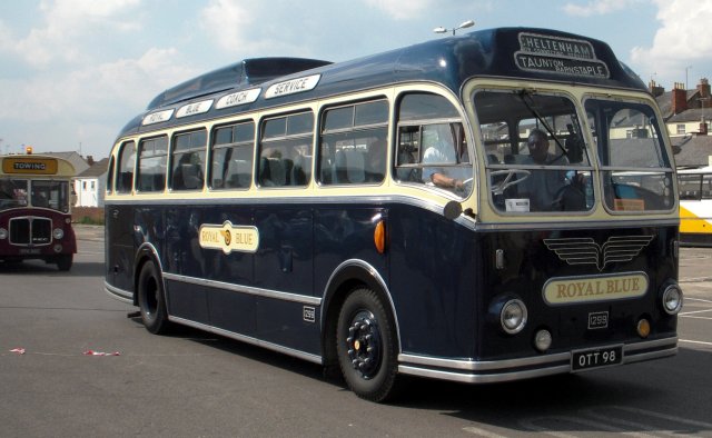 Delivered new to the famous Royal Blue Coaches at Bournemouth depot in September 1953, OTT 98 operated on both Royal Blue and Associated Motorways services and would have been a regular visitor to Cheltenham. Entering preservation in 1972, it was then extensively rallied by the Dorset Transport Circle and after some years in store passed to the West Country Historic Transport Trust in 2007. In 2009 it took part in the National Centenary Road Run from Penzance to Aberdeen.