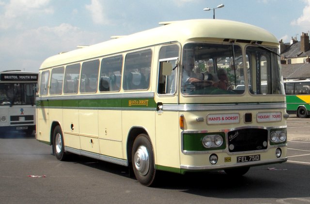 FEL 751D - comprising Bristol MW6G chassis 225.143 carrying 39 seat front-entrance ECW coach body 15740 - joined Bournemouth based Hants & Dorset as its fleet number 904 in April 1966. White perspex indicator panels with red lettering were soon added to the front although the PSV was re-allocated to Southampton in February 1969 and the fleet number changed to 1016 in September 1971.