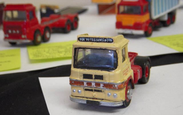 With Brocklecote Bus Station appearing on Saturday only, the Mellor Brothers focussed on displaying their recent prodigious output of trucks, including the ERF 2x4 tractor unit seen above in the cream and carmine markings of H.H. Williams and Son, livestock hauliers of Moreton Valence and the antecedents of today's Universal Training. Even more emphatic was a request for enthusiasts of a certain Carlisle-created company to shut the truck up and talk about Gloucestershire hauliers instead!