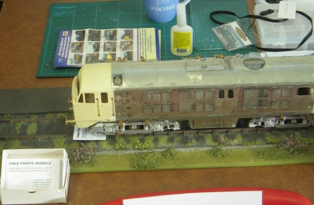 With the ready to run Dapol 00 Class 22 B-B finding homes on a number of layouts at St Margaret's Hall it was interesting to see a much larger scale version continuing to be built as part of the traditional modelling demonstration.  The card is for Fred Phipps Models ( 1/32 scale Gauge 1 British locomotive and rolling stock kits ) of 15 Silverbirch Walk, Maitland Park Road, London NW3 2HH 0207 267 7527  fphippsz@yahoo.co.uk
