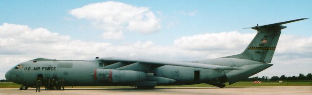 The basic layout of the Ilyushin Il-76, conceived in 1967, was similar to the US built Lockheed C-141A Starlifter - seen above at Fairford in 2002 - and also to the McDonnell Douglas ( now Boeing ) C-17 Globemaster seen earlier in this article in 2011.