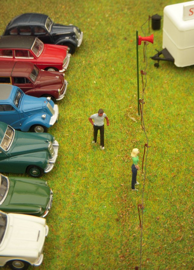 Indeed, Vincent's Southdowns Bus Rally and Vintage Show had immense visitor appeal not only in the finely wrought detail and range of old and new vehicles involved but in the way it mirrored the format of the Gloucestershire Steam Extravaganza that was going on just a few feet beyond the canvas walls of the tent.  Rubbish bins were provided for burger napkins, sweet wrappers and other litter, arenas ( and some model exhibits) were defined and protected by ropes strung on plastic insulated stakes designed to carry electrified sheep pen wire.