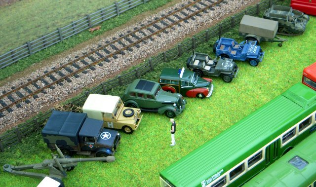 Just like real vintage vehicle shows, Military and Emergency Services were well represented on Vincent's diorama with a number of police cars lined up opposite the milk floats - obviously aware of how cholesterol can kill!