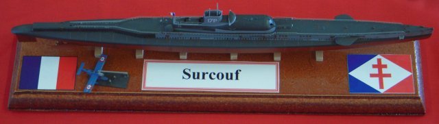 As well as ekranoplan for skimming over the sea, the IPMS Gloucester Branch 2012 exhibition also presented visitors with Surcouf, one of the most remarkable submarines ever built, modelled with the flags of the Third French Republic - which it served from being launched at Cherbourg in 1929 - and of the Free French Navy in which it served from 1940 until its mysterious disappearance near the Panama Canal on 18 February 1942.