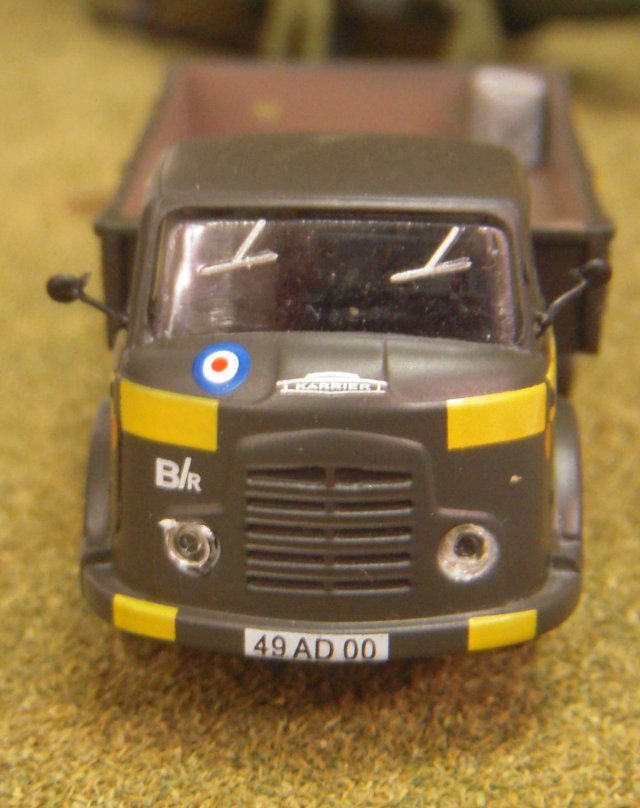 Although Hong Kong based die cast manufacturers Base Toys also produced a Karrier Bantam flatbed in the stone livery used at RAF Nicosia in Cyprus  (DA02) and an RAF blue dropside (D95) I was immediately drawn to D99 in its NATO green with yellow stripes as I remember this livery on HGVs coming from and going to the then RAF Innsworth in the 1970s.  
