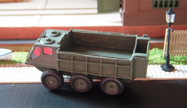 While the Saladin and Saracen were built from JB ( now Airfix ) kits, the Alvis FV620 Stalwart amphibious lorry was a scratch built project started by Ron which I finished off with glazing, hatch and other small details and Humbrol 75 Matt Bronze Green paint.