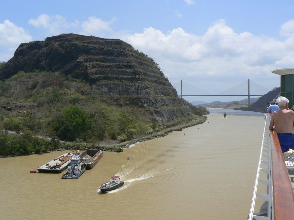 However, this narrowest section of the Panama Canal (pictured above with Centennial Bridge in the background) was widened by 2016 in conjunction with the building of new longer, wider locks. 