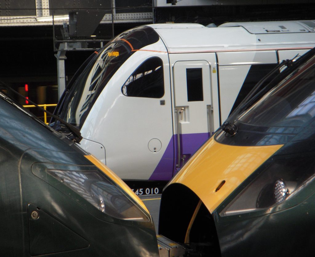 Pure electrics meanwhile included Bombardier Derby built Aventra 9 car units 345 010 and 345 042 working between Paddington and Heathrow Airport before eventual service on the cross London Elizabeth Line.