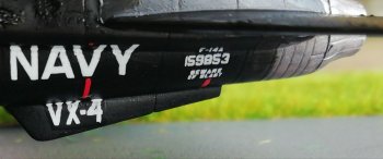 Several early F-14 examples went for test and evaluation to the US Navy's VX-4 unit (later known as VX-9) at Naval Air Station Port Mugu and for a short time in 1990 F-14A 159853 was painted in an overall gloss black scheme and known as "Vandy One"