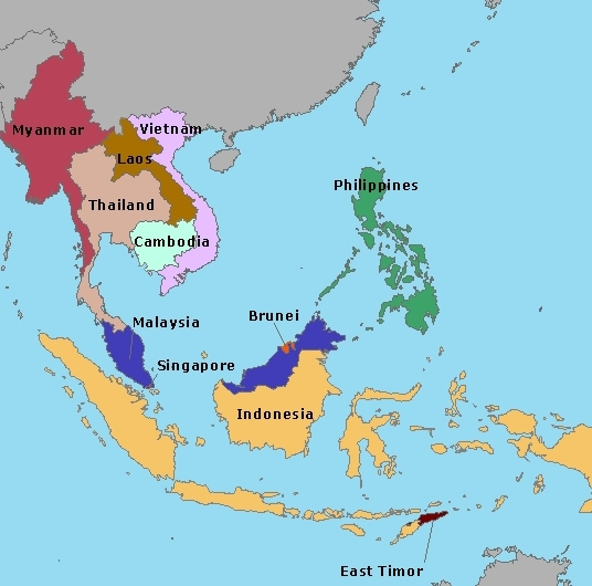 The Republic of Singapore lies one degree north of the Equator at the southern tip of the Malay Peninsula.  Its main island has increased in size by 23%, due to land reclamation since forcible independence from Malaysia in 1965.