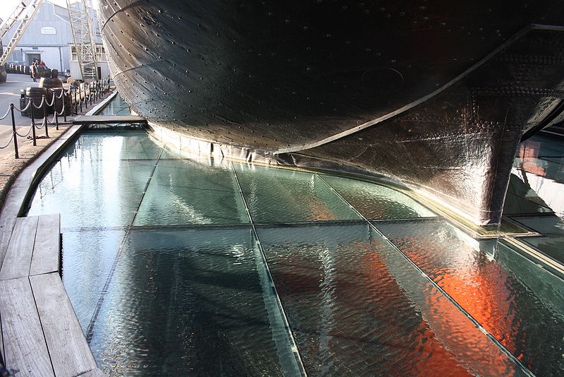 As a museum ship, GREAT BRITAIN also has replica propellers and rudder and a moving engine and although the hull is accessible it is now encased in glass to form a dehumidified environment.  Otherwise the salt absorbed in Sparrow Cove would disintegrate the iron.  As such, keeping the hull dry  requires constant expenditure.  